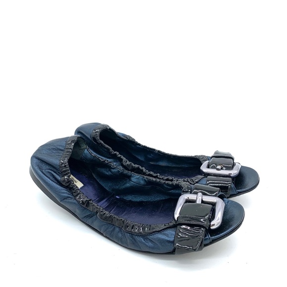 MIU MIU Blue Leather Ballet Flats - Picture 2 of 8